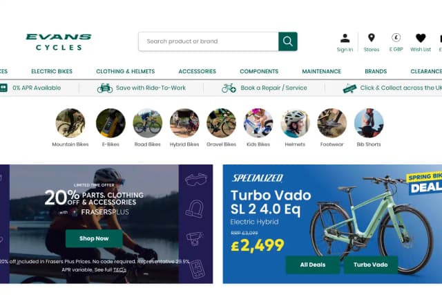 Evans Cycles サイト