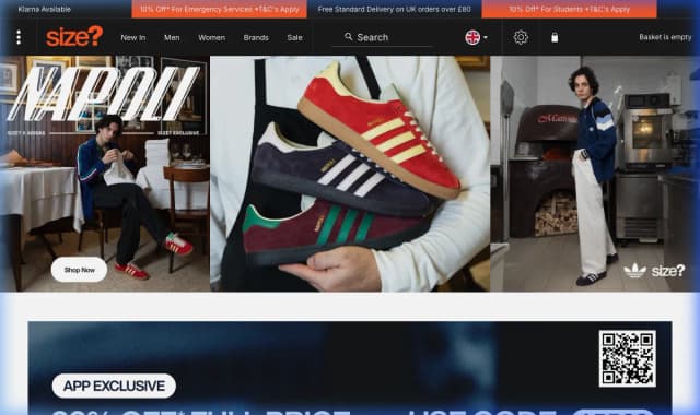 Size? 公式サイトスクリーンショット